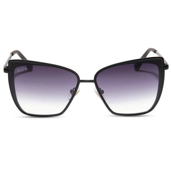 DIFF Grace Sunglasses Matte Black Frame Grey Gradient Lenses Sharp Cateye NIB - Picture 8 of 8
